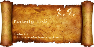 Korbely Irén névjegykártya